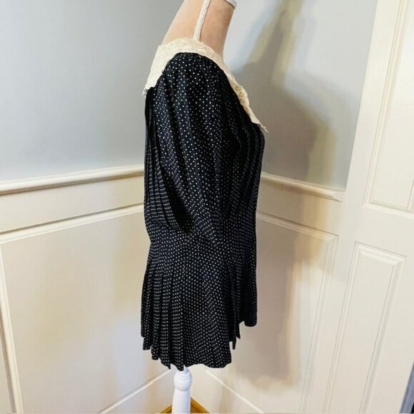 Vintage Pearl Beaded & Embroidered Sailor Collar Cottagecore Blouse 10 - Picture 4 of 8